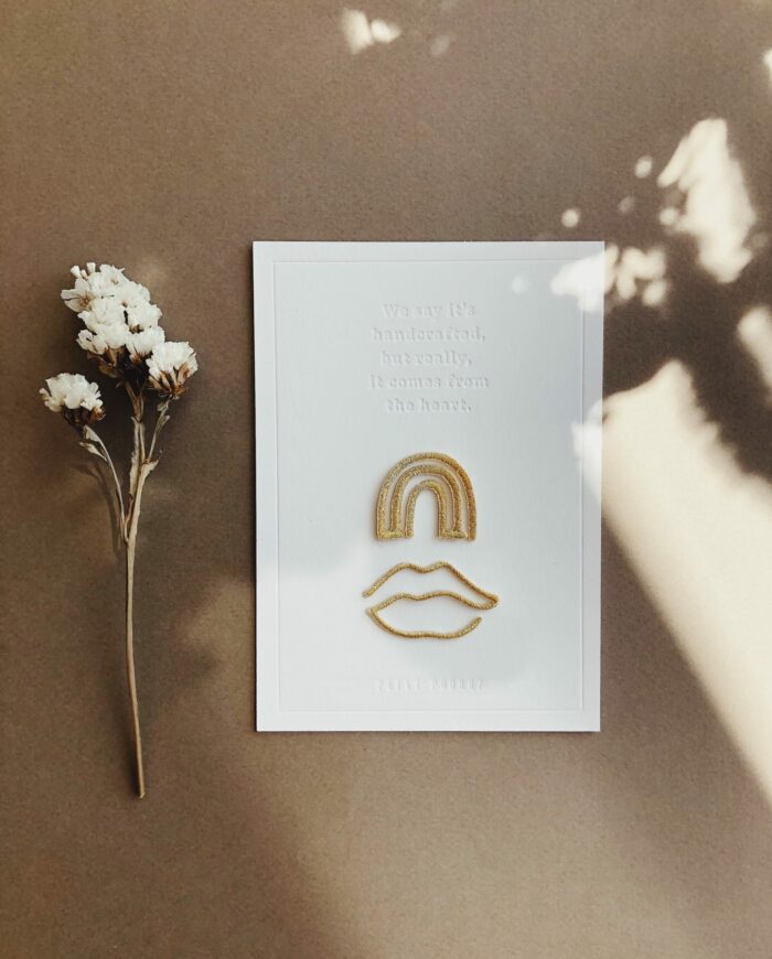 Letterpress card with 2 iron-on designs